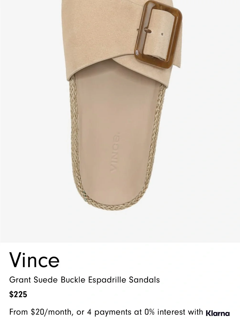 Vince Tan Suede Espadrille Slide with Tortoiseshell Buckle